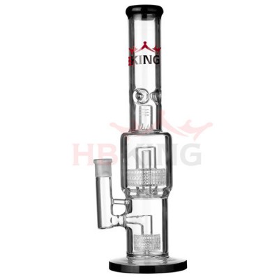 2016 Top Selling Hbking Glass Water Pipe Double Birdcage Perc Smoking Pipe Mathematix Glass Straight Tube Glass Water Pipe